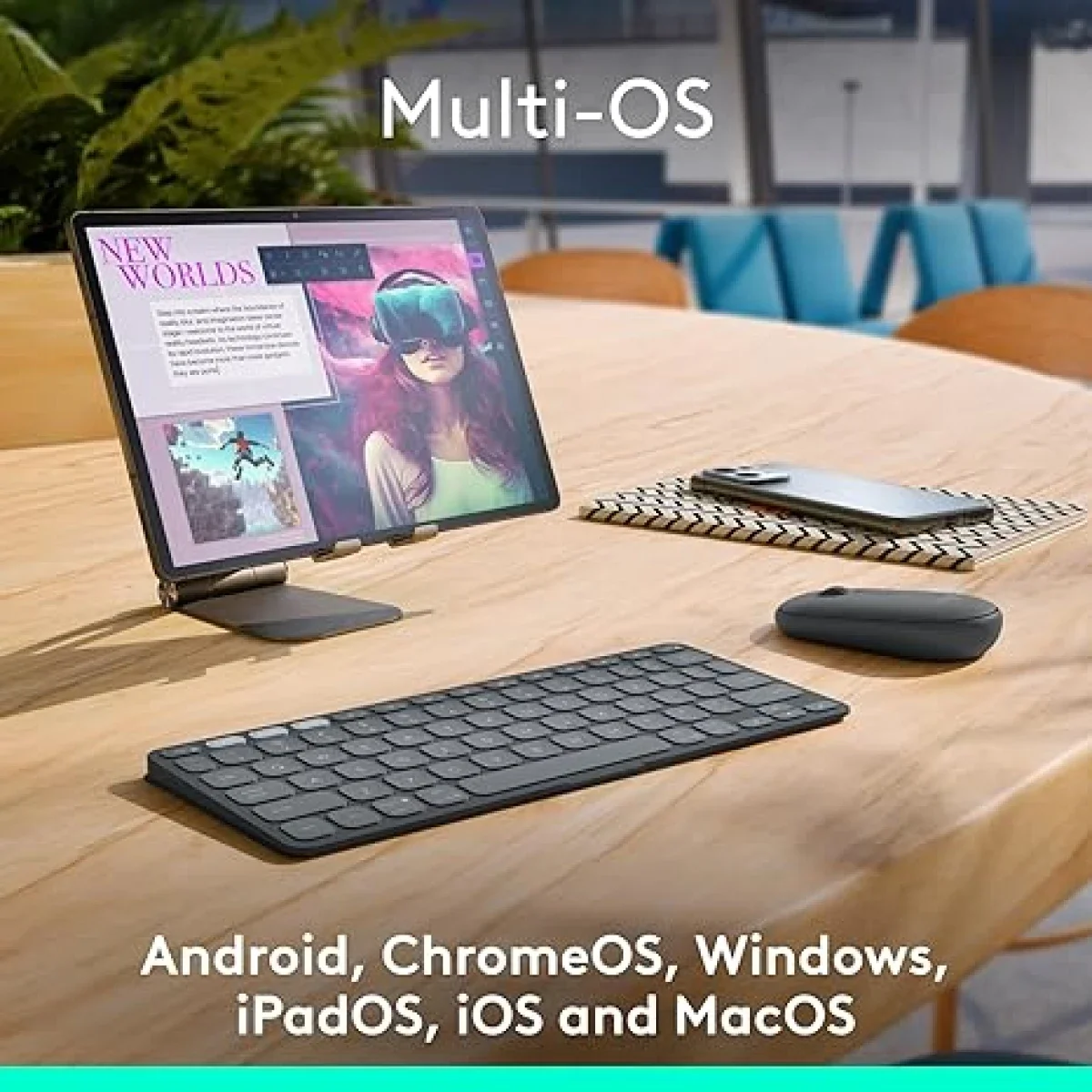 كيبورد Logitech Keys-To-Go 2 لاسلكي نحيف ومحمول بتقنية Bluetooth - جرافيت - Thumbnail 2