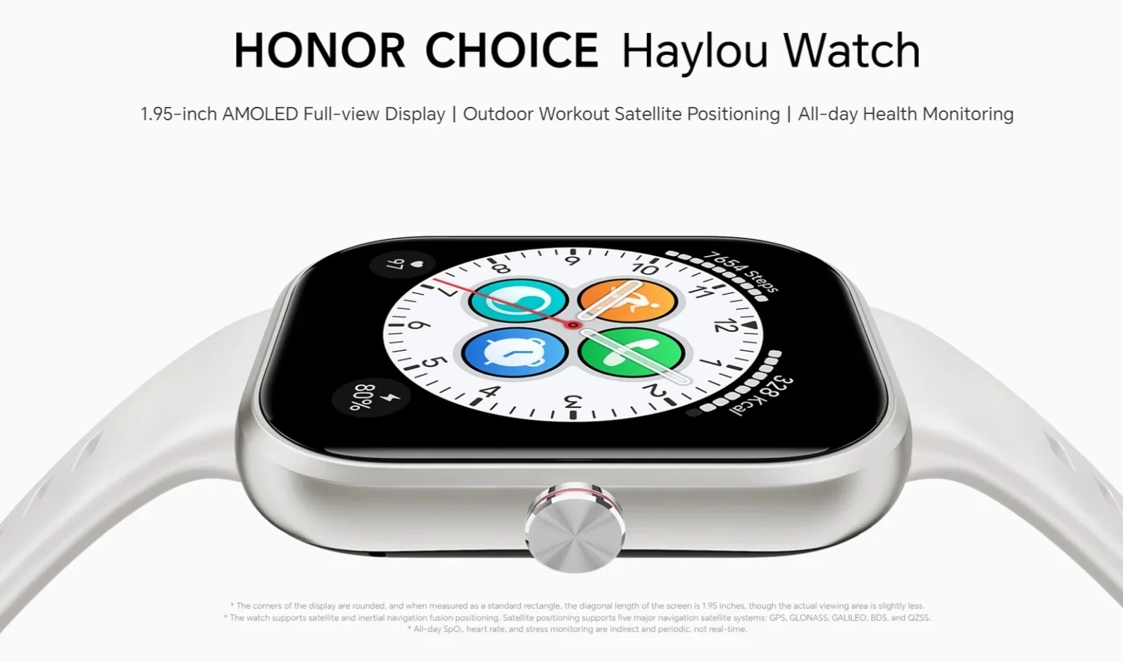 ساعة ذكية HONOR CHOICE Watch بشاشة AMOLED مقاس 1.95 إنش ومكالمات بلوتوث، أبيض - Thumbnail 9