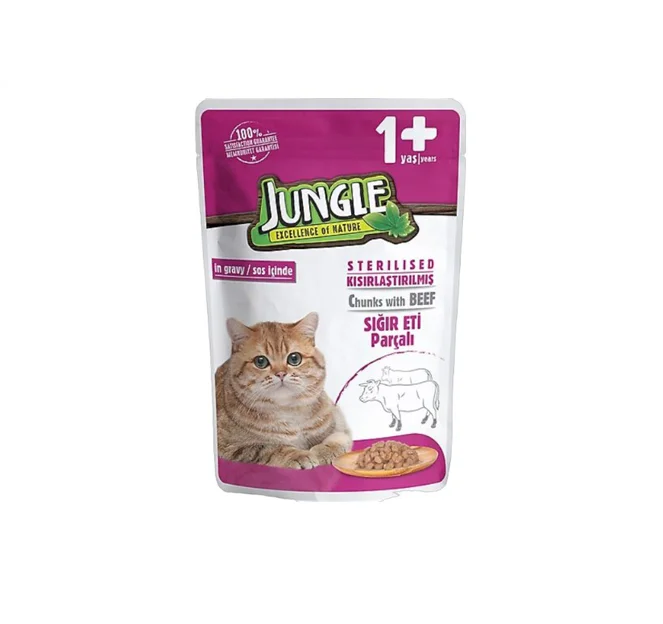 طعام رطب Jungle بنكهة شرائح لحم العجل 100 غرام
