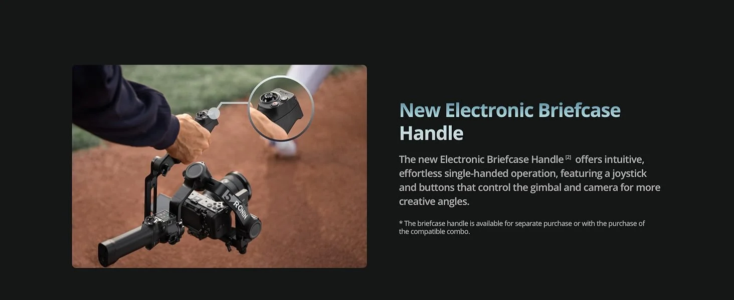 مثبت كاميرا DJI RS 5 كومبو مع وحدة تتبع بالذكاء الاصطناعي ومقبض حقيبة، أسود - Image 17