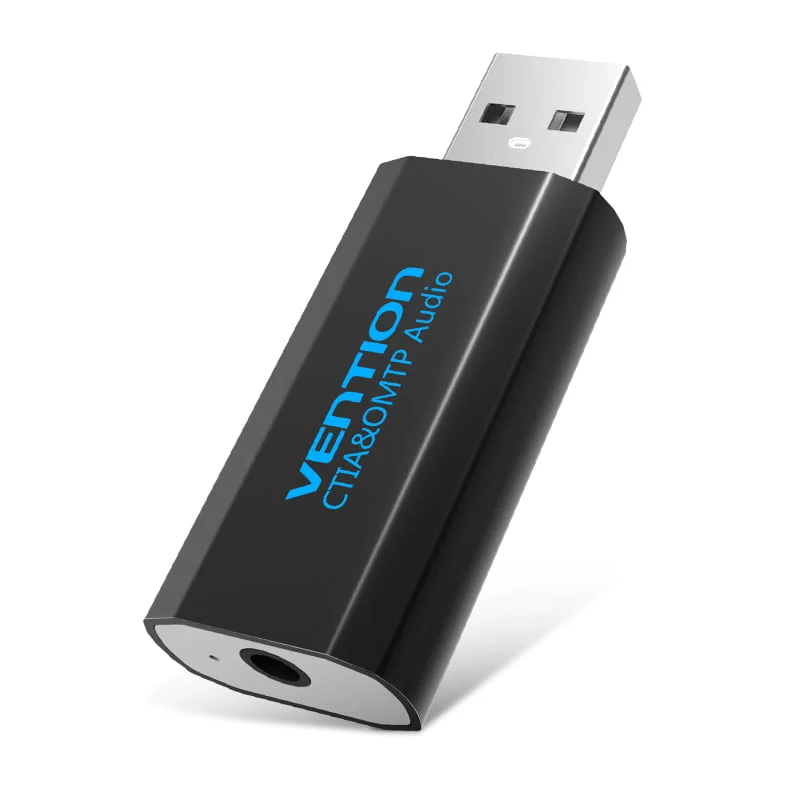 كرت صوت خارجي Vention VAB-S15-B USB رباعي الأقطاب، أسود