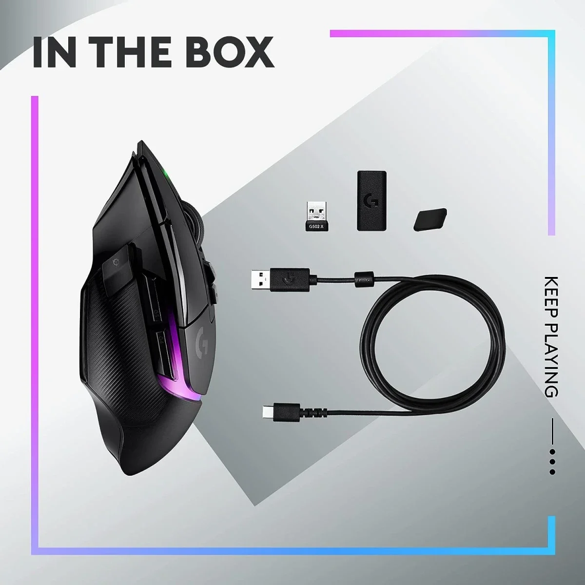ماوس ألعاب Logitech G502 X PLUS لاسلكي بمستشعر HERO 25K، أسود - Thumbnail 2
