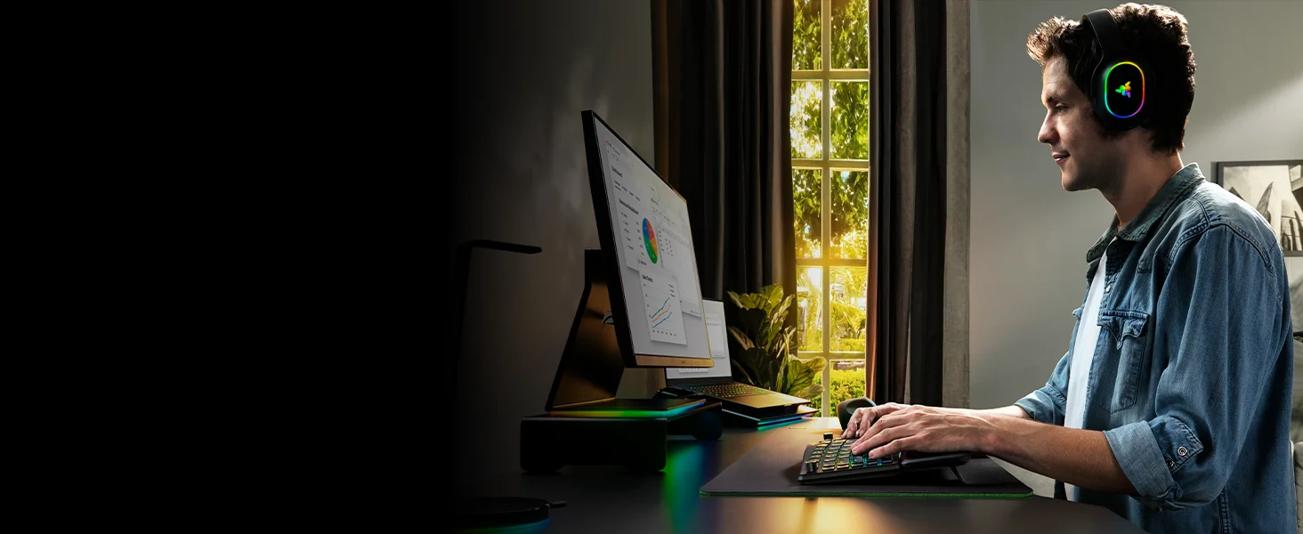 كيبورد Razer Pro Type Ergo لاسلكي مريح بتصميم منفصل وإضاءة RGB - أسود - Thumbnail 12