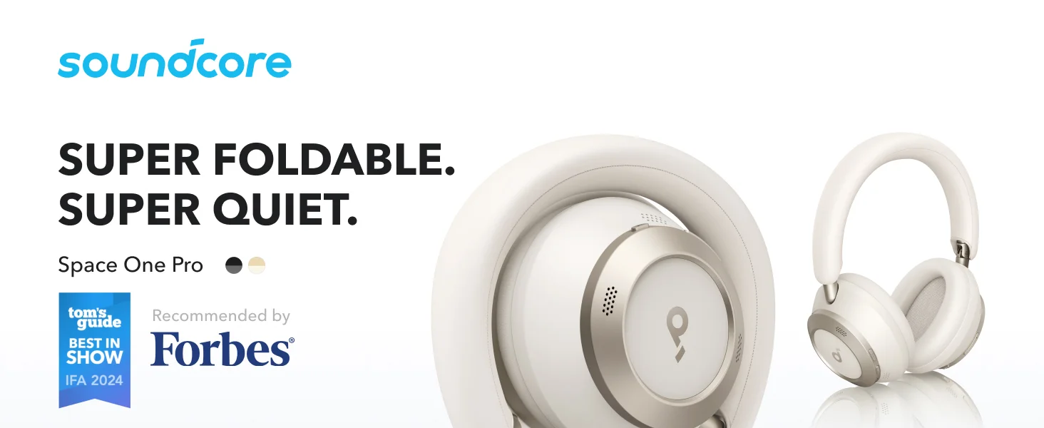 Anker Soundcore Space One Pro Wireless ANC Headphones with Case, 60H Playback - White - Thumbnail 7