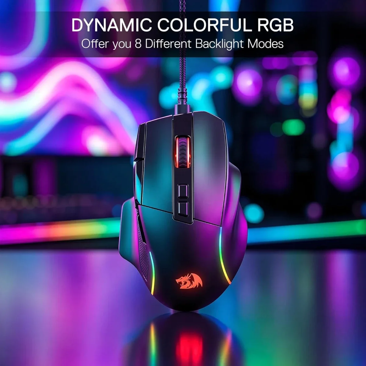 Redragon M925 Wired Gaming Mouse, 24000 DPI, 10 Programmable Buttons, Black - Thumbnail 8