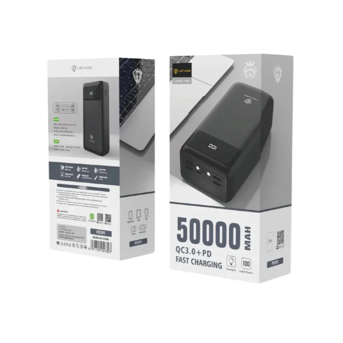 باور بانك Lenyes PX591 بسعة 50000mAh وشحن سريع 20W - Thumbnail 2