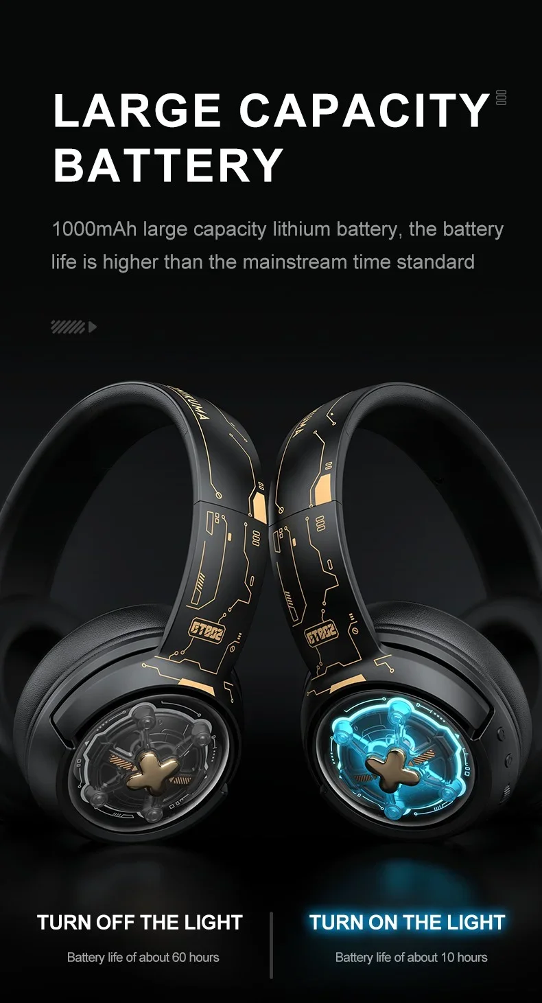 ONIKUMA GT802 Triple-Mode Wireless Gaming Headset with RGB Light, 60-Hour Battery - Black - Image 19