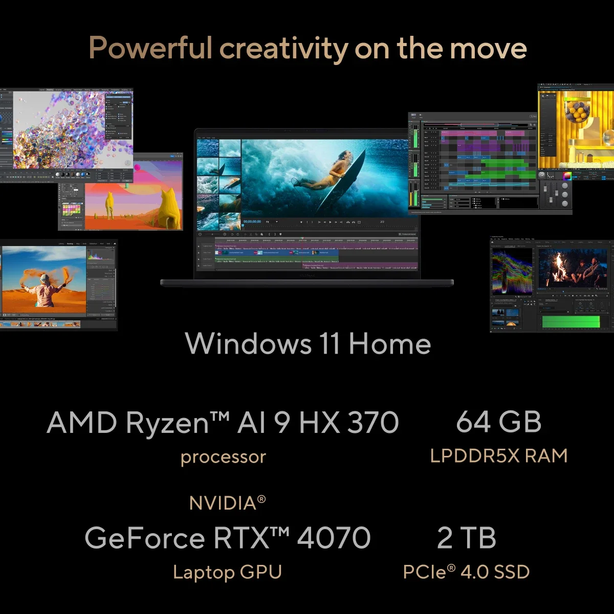 Asus ProArt P16 H7606WP-RJ132W Creator Laptop 16-Inch 3K OLED Touch 120Hz Ryzen AI 9 HX 370 RTX 5070 64GB RAM 2TB SSD - Thumbnail 10