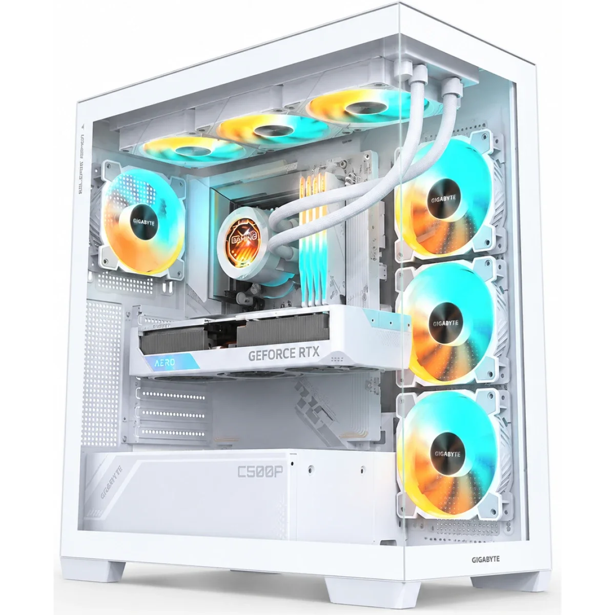 GIGABYTE C500 Panoramic Stealth Ice ATX Mid-Tower PC Case with RGB Lighting