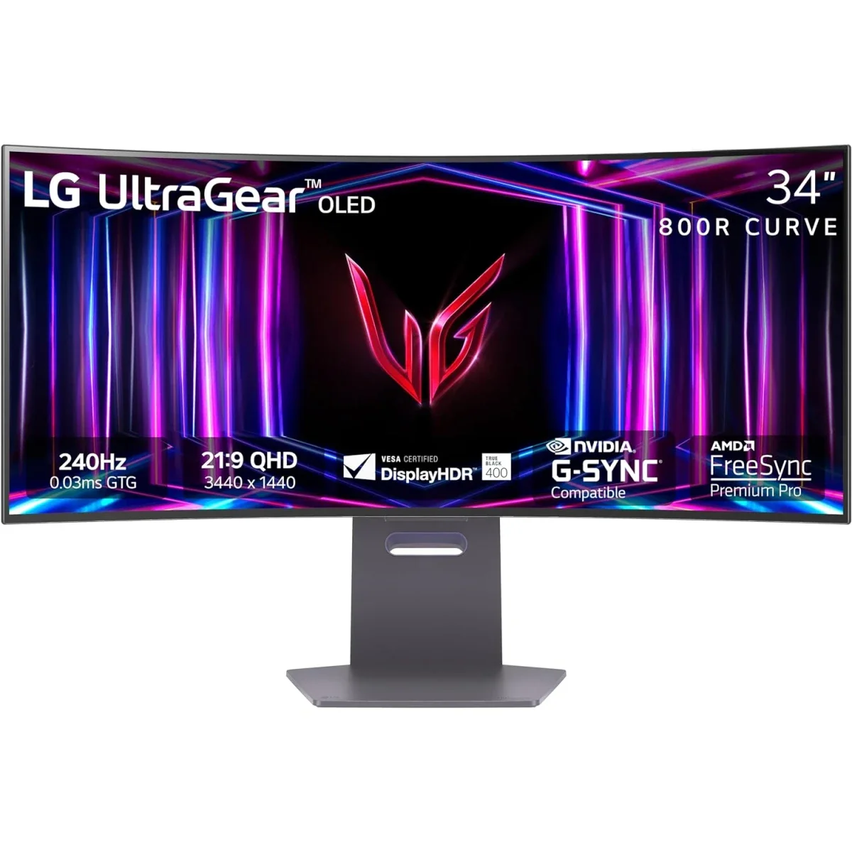 شاشة ألعاب LG 34GS95QE-B UltraGear OLED منحنية 34 إنش WQHD 240 هرتز