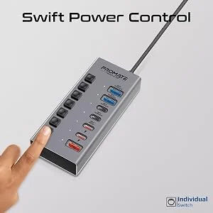 موزع منافذ USB-C متعدد 7 في 1 Promate GegaHub-10G بسرعة نقل 10Gbps و20W PD - Thumbnail 9