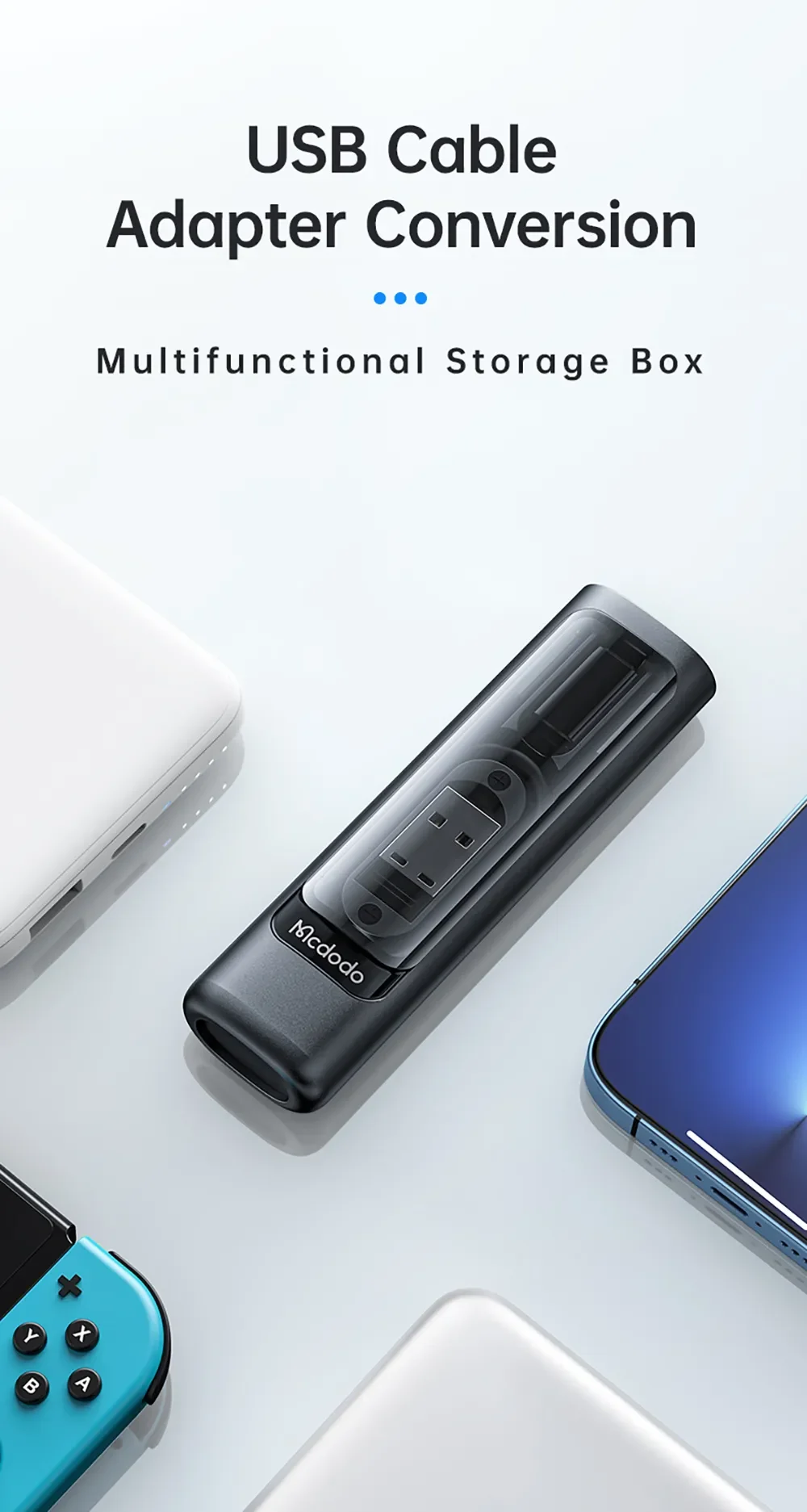 علبة تخزين متعددة الوظائف Mcdodo WF-1720 للكابلات والموصلات وبطاقات SIM - أسود - Image 6