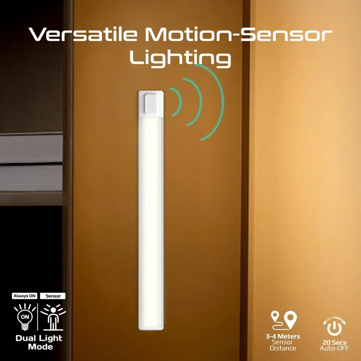 Promate Lumia-40 40cm LED Light with Motion Sensor, 100lm, USB-C Rechargeable, White - Image 5