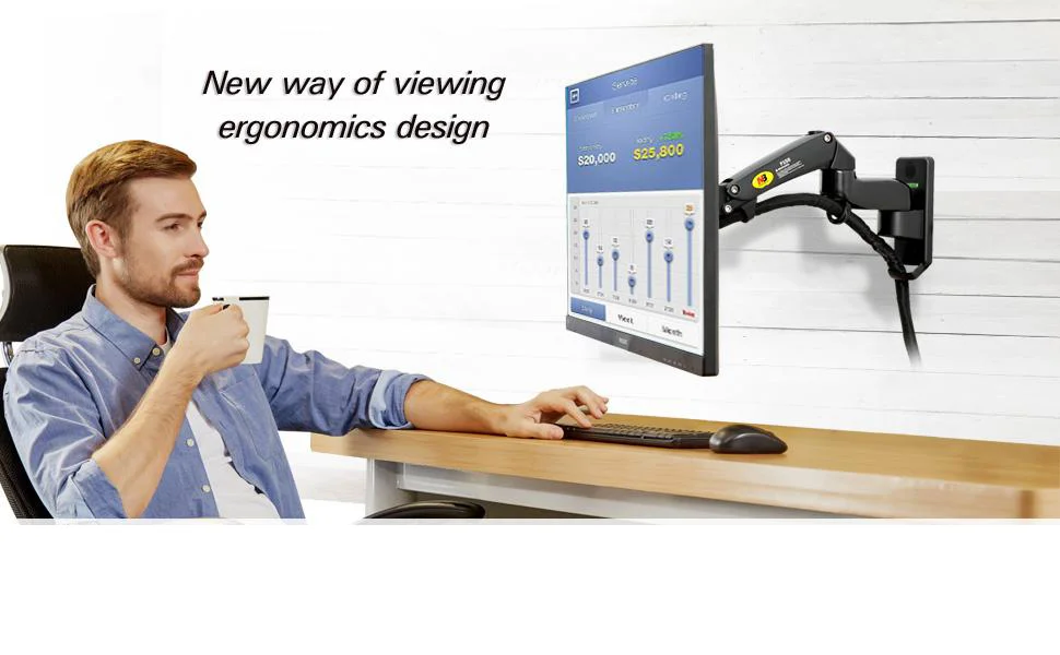 North Bayou F150 Full Motion Wall Mount for 17-35 Inch Monitors, 6.6-26.4 lb - Image 9