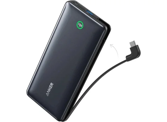 باور بانك Anker Nano بسعة 20000 مللي أمبير ساعة مع كابل USB-C مدمج وشحن سريع 30 واط وشاشة ذكية - أسود - Image 6