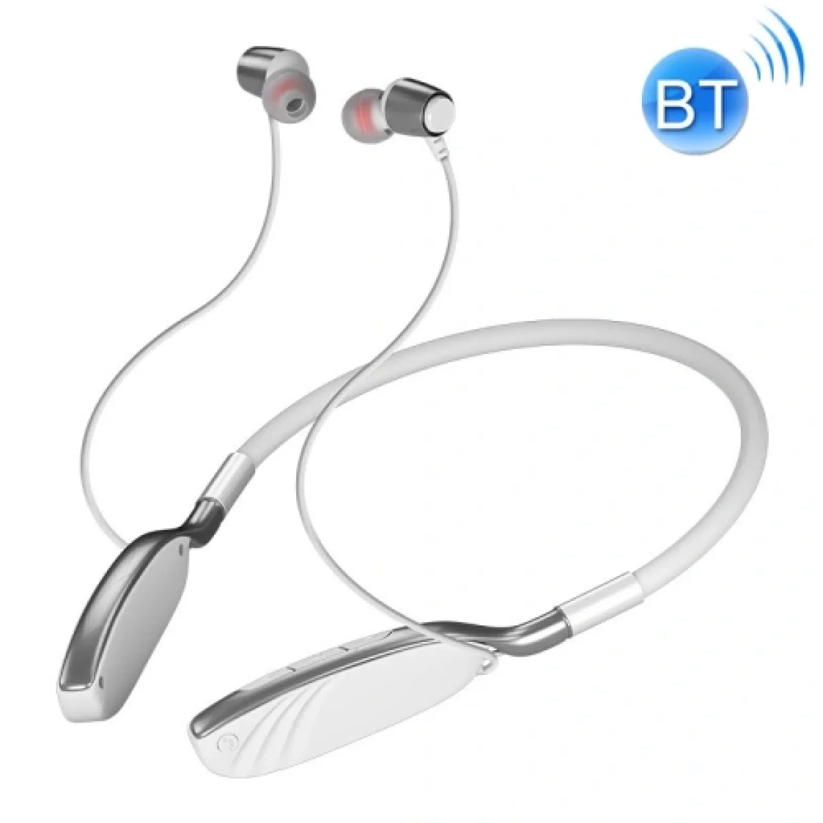 CHINA D01 Bluetooth 5.0 Wireless Neckband Sports In-Ear Earphones - White