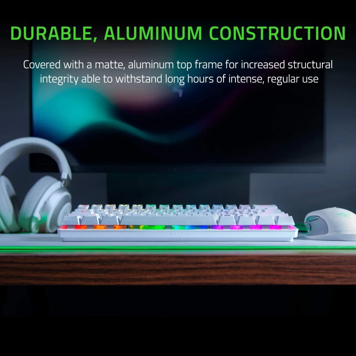 لوحة مفاتيح ألعاب Razer Huntsman Mini 60% بمفاتيح بصرية ميكانيكية نقرية Red Switch إصدار Mercury - Thumbnail 5