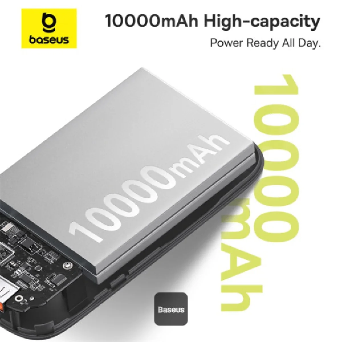 Baseus QPow2 10000mAh 30W Fast Charge Power Bank with Built-in Dual Type-C Cables - Black - Thumbnail 4