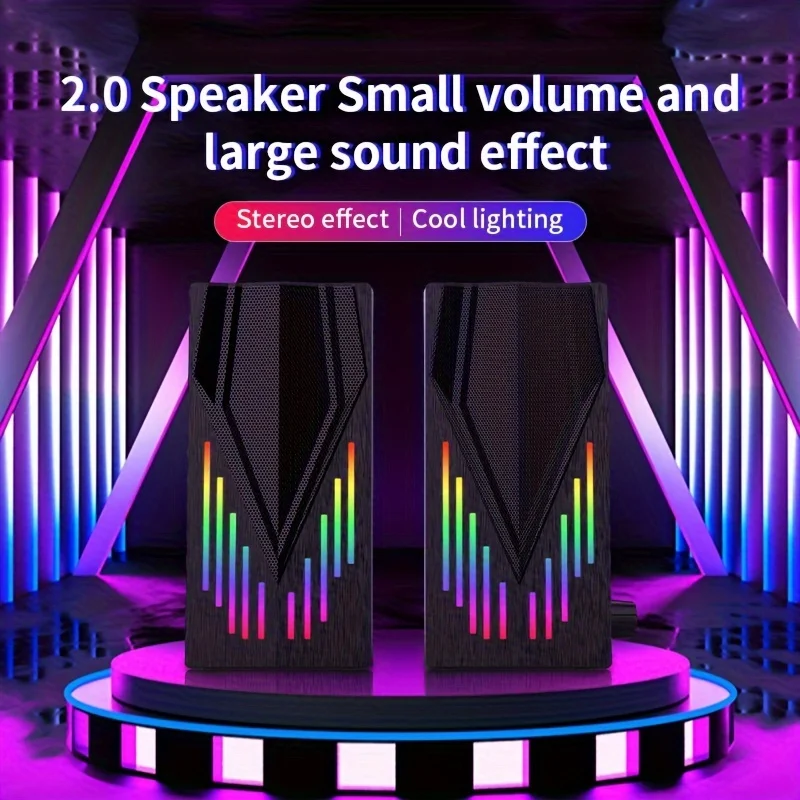 E-1065 RGB Desktop Stereo Speakers with USB Power and 3.5mm AUX Audio - Image 6