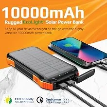 باور بانك شمسي Promate SolarTank-10PDQi بسعة 10000mAh مع USB-C PD بقدرة 20W وشحن Qi بقدرة 10W وإضاءة LED - أسود - Thumbnail 11