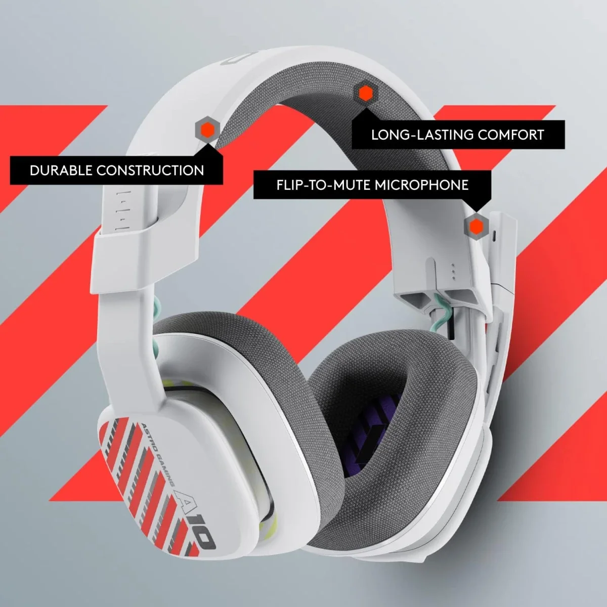 Logitech Astro A10 Gen 2 Wired Gaming Headset with 32mm Drivers - White/PS Edition - Thumbnail 5