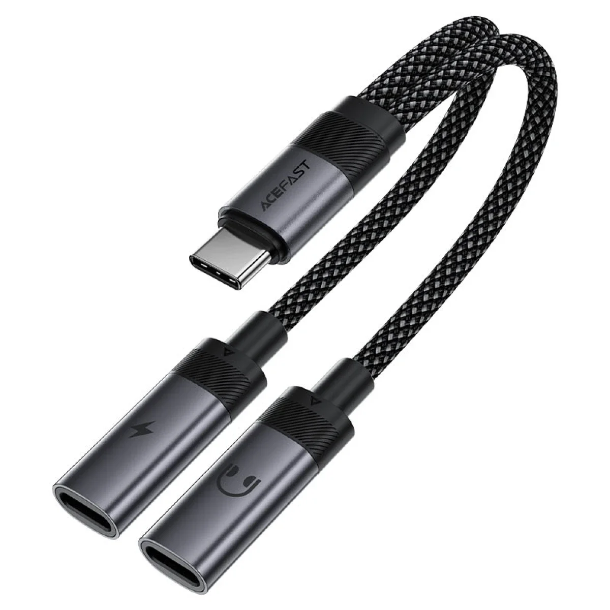 ACEFAST J14 USB-C to 2x USB-C Splitter 60W Fast Charging Hi-Fi Audio Black