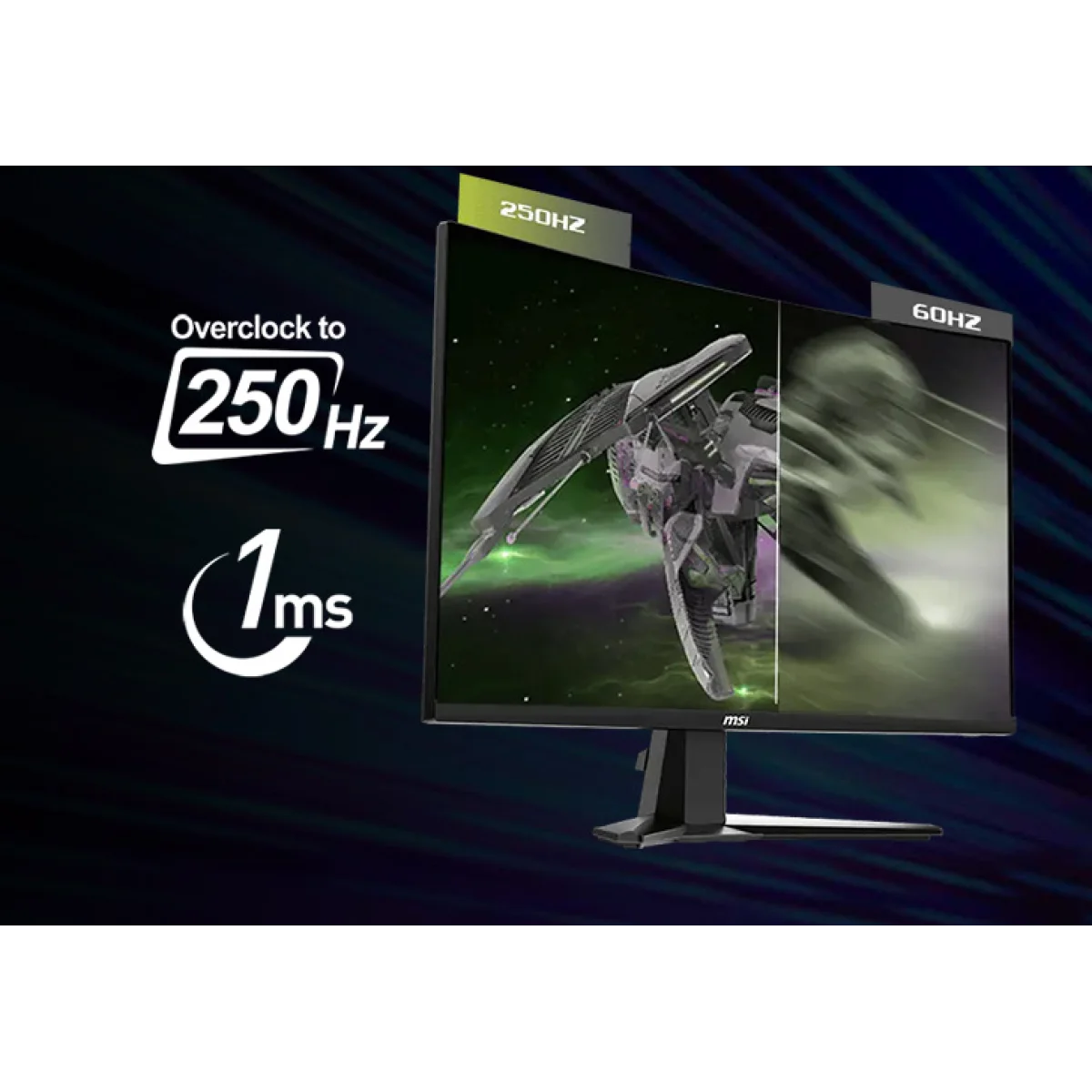 شاشة ألعاب MSI MAG 32C6X منحنية 31.5 إنش FHD 1920 x 1080، انحناء 1500R، 250 هرتز، 1 مللي ثانية، Adaptive-Sync، HDR Ready، أسود، كفالة 3 سنوات - Thumbnail 5