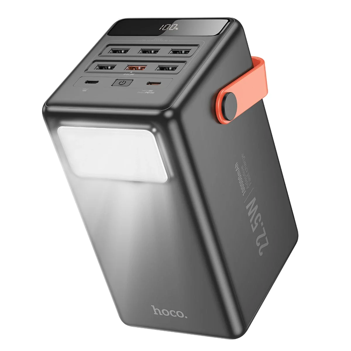 HOCO J142 Surpass 100000mAh Power Bank, 22.5W Fast Charging, 7 Output Ports, Black - Thumbnail 2