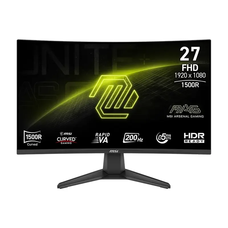 شاشة ألعاب MSI 27 إنش FHD منحنية 1500R، 200 هرتز، 0.5 مللي ثانية Rapid VA، HDR Ready، AMD FreeSync – MAG 276CF E20