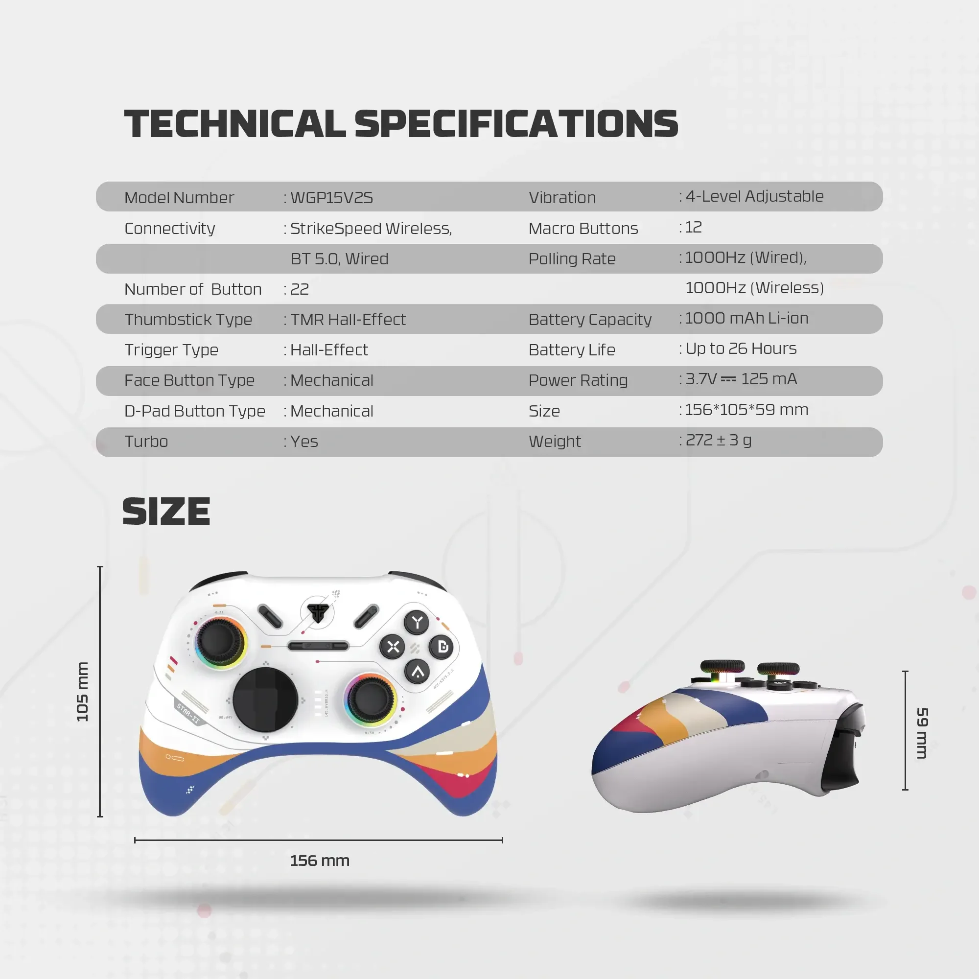 يد تحكم ألعاب Fantech EOS PRO II S WGP15V2S لاسلكية Star Two White - Thumbnail 8