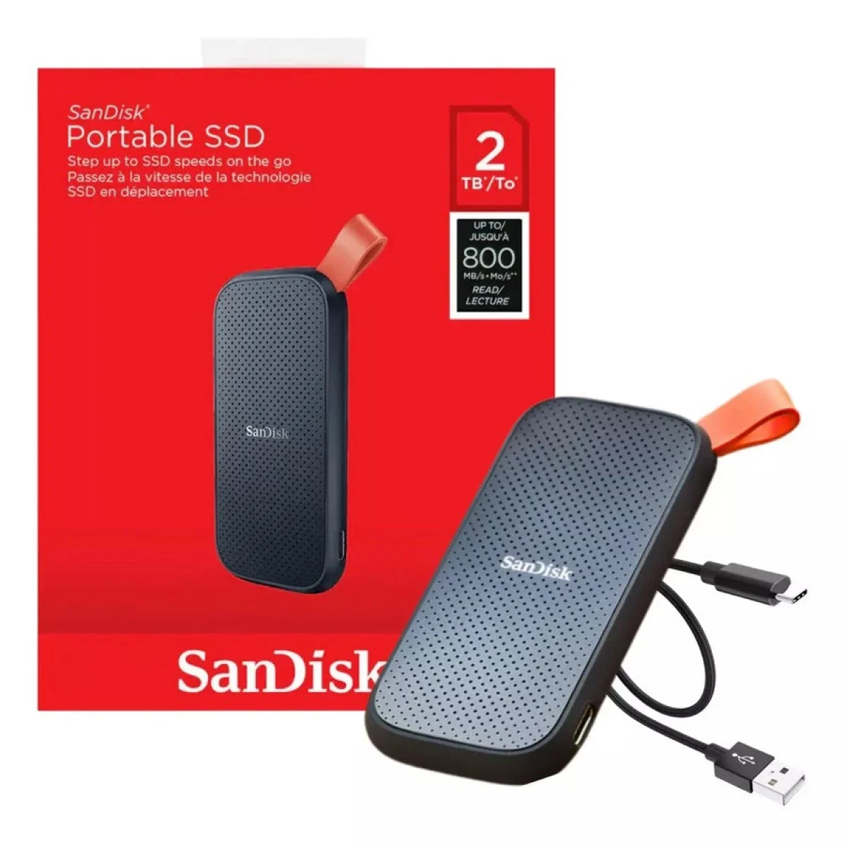 هارديسك  SSD خارجية SanDisk Portable SSD سعة 2TB بمنفذ USB-C بسرعة تصل إلى 800MB/s - Thumbnail 2