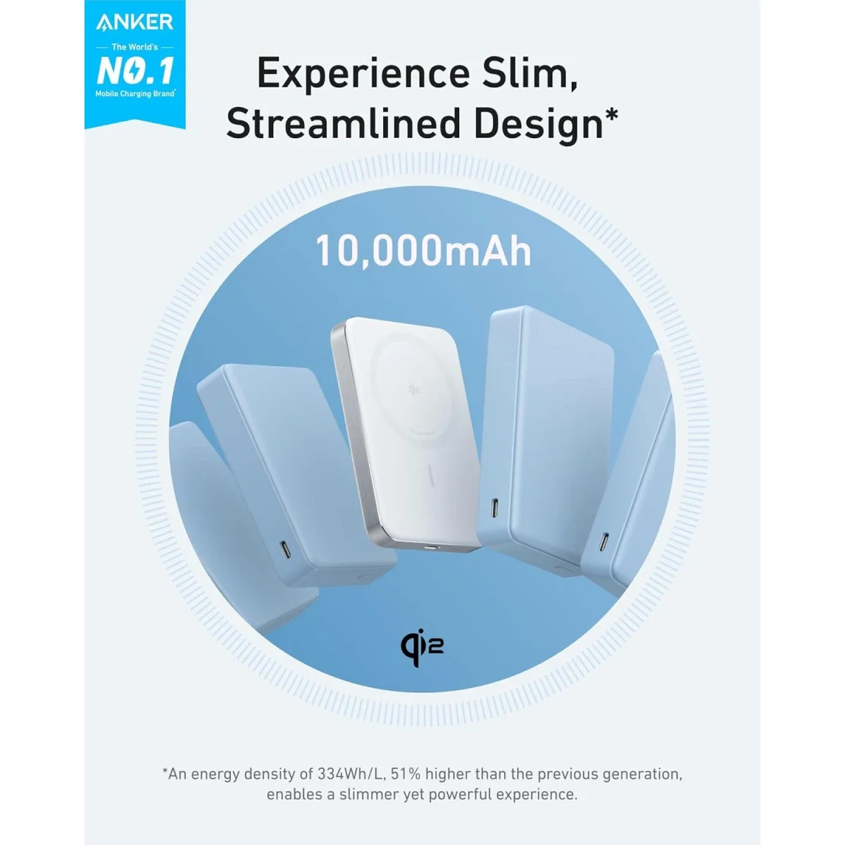 Anker MagGo Ultra-Slim 10,000mAh Qi2 Magnetic Power Bank 15W White - Thumbnail 2