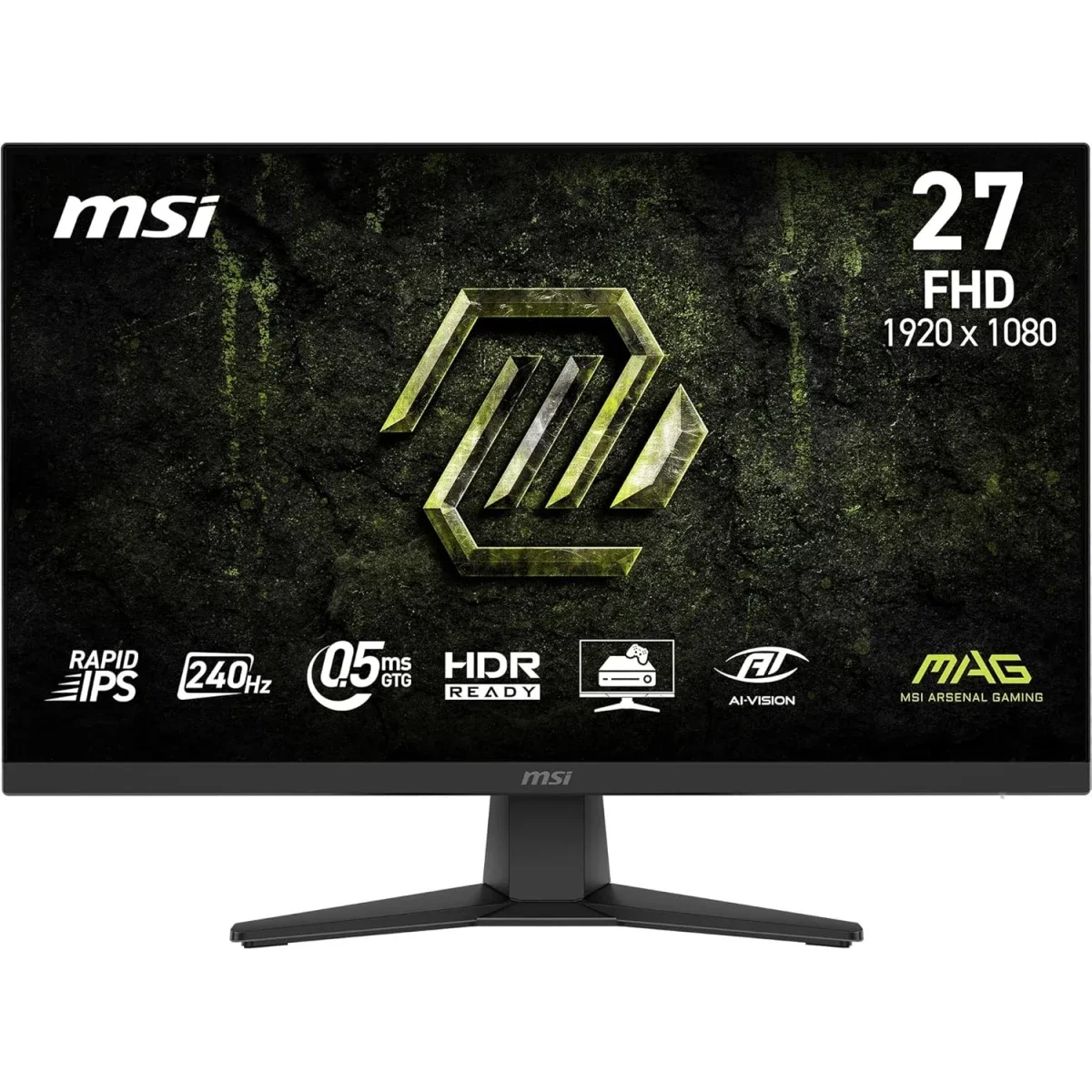 شاشة ألعاب MSI MAG 272F X24 مقاس 27 إنش FHD Rapid IPS بتردد 240 هرتز وزمن استجابة 0.5 مللي ثانية، أسود