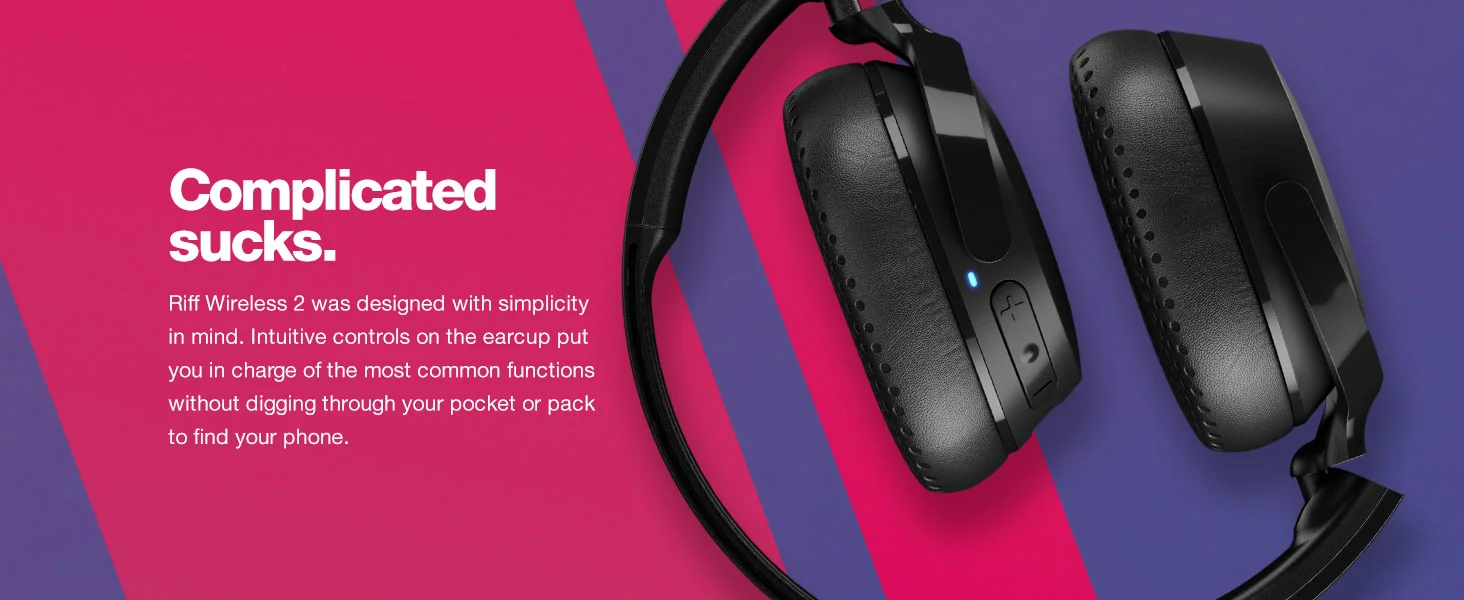Skullcandy Riff 2 Wireless On-Ear Bluetooth Headphones, 34-Hour Battery, True Black - Thumbnail 9