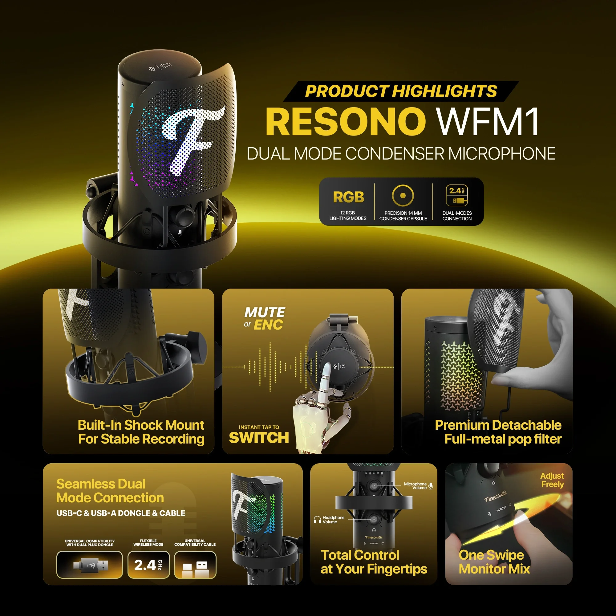 ميكروفون مكثف لاسلكي و سلكي يلتقط صوتك بوضوح طبيعي Fantech - Image 5
