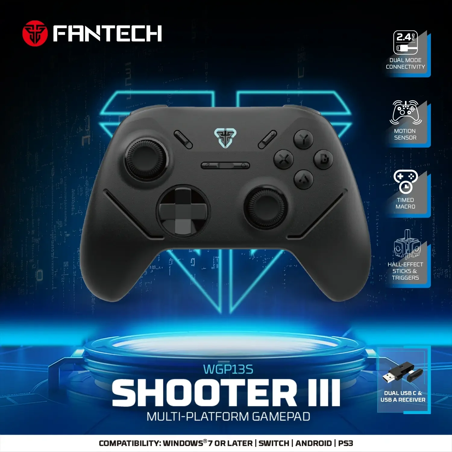 Fantech WGP13S Shooter III Wireless Gamepad Black - Dual Connection - Thumbnail 3