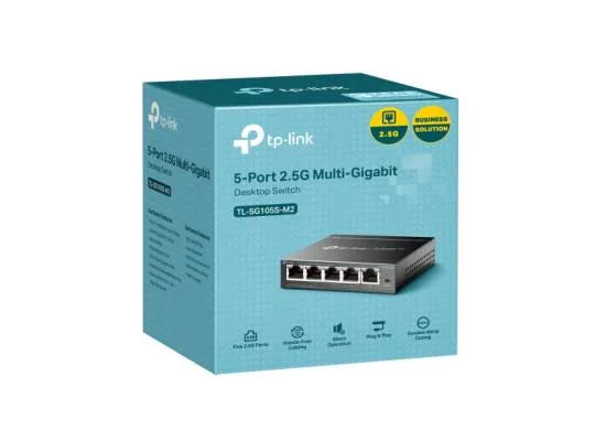 سويتش TP-LINK TL-SG105S-M2 مكتبي غير مدار 5 منافذ 2.5G متعدد الجيجابت بهيكل معدني بدون مروحة - Image 4