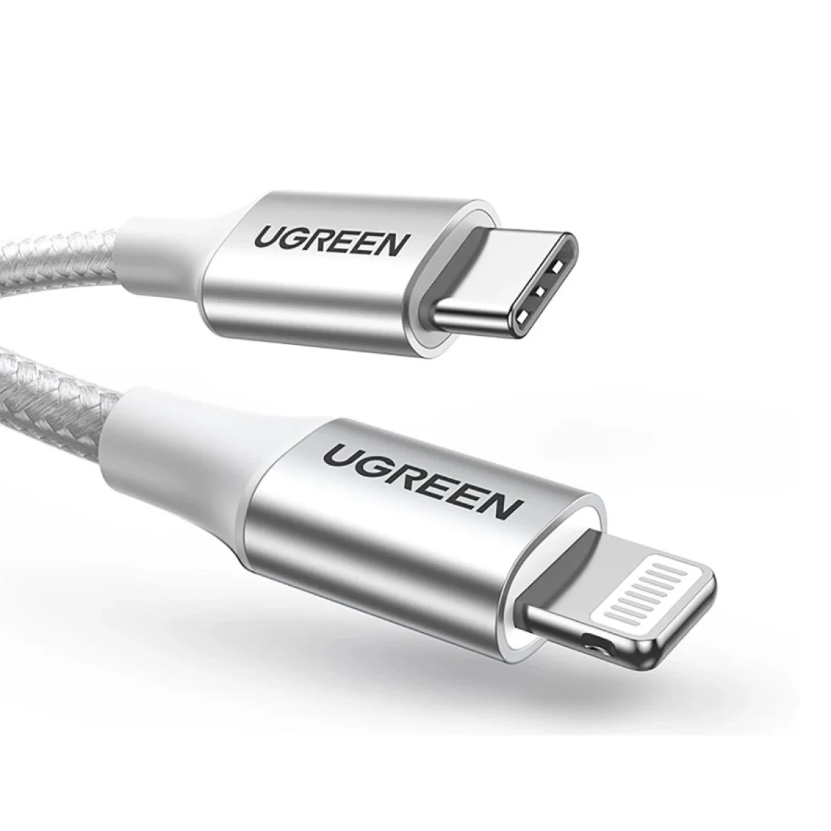كابل Ugreen US304 70523 من USB-C إلى Lightning معتمد MFi بطول 1 متر فضي - Image 3