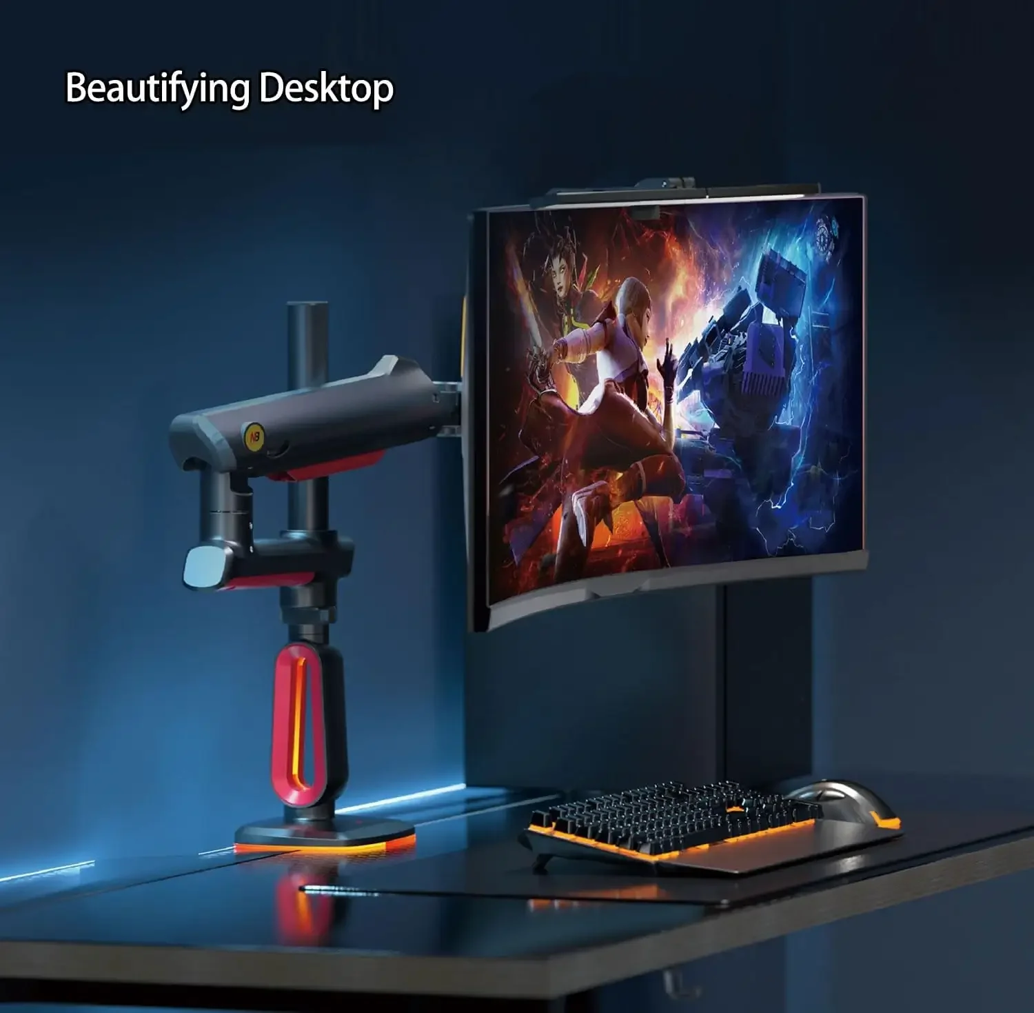 ذراع تثبيت شاشه North Bayou L70 Gaming RGB للمكتب مقاس 32 انش الي 60 انش