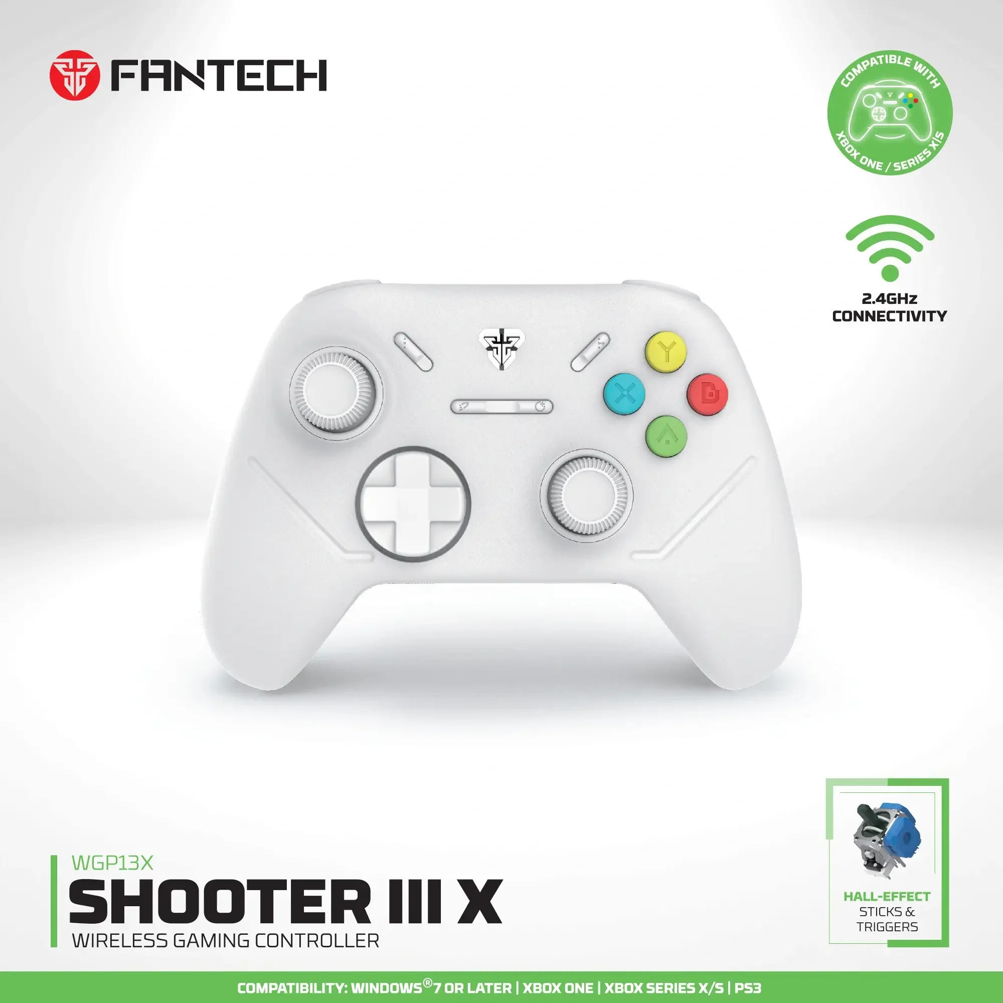 يد تحكم ألعاب لاسلكية باللون الأبيض Fantech WGP13X Shooter III X  - Thumbnail 3