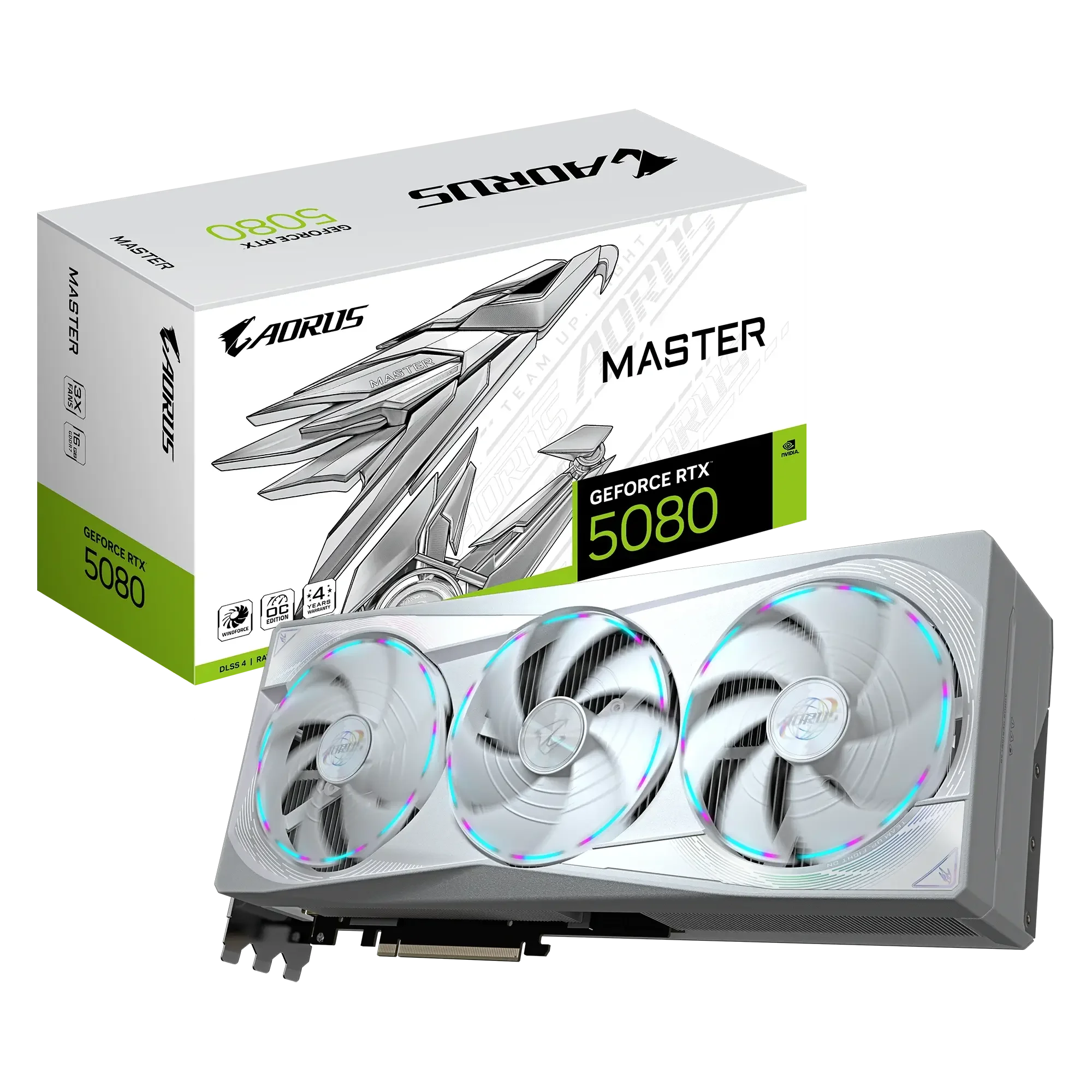 كرت شاشه GIGABYTE AORUS GeForce RTX 5080 MASTER ICE 16G GDDR7