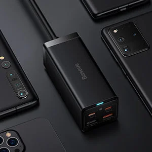 شاحن مكتبي Baseus GaN3 Pro GaN بقوة 100 واط و4 منافذ، 2 USB-C و2 USB-A، أسود - Thumbnail 13