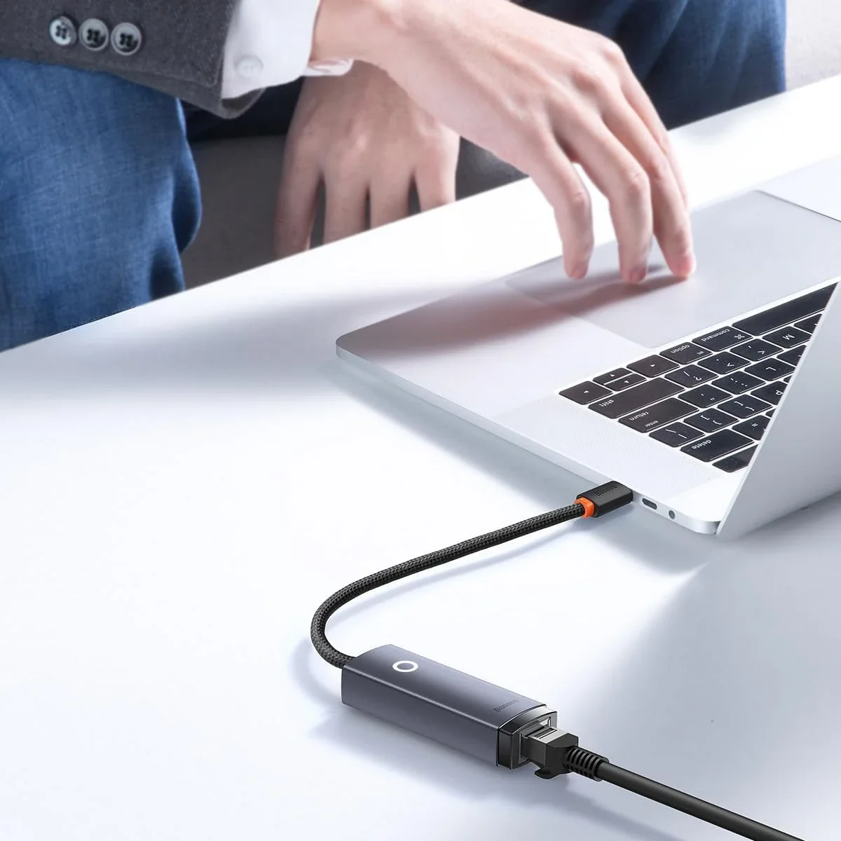 محول إيثرنت Baseus Lite Series من USB-C إلى RJ45 بسرعة جيجابت، رمادي - Thumbnail 5