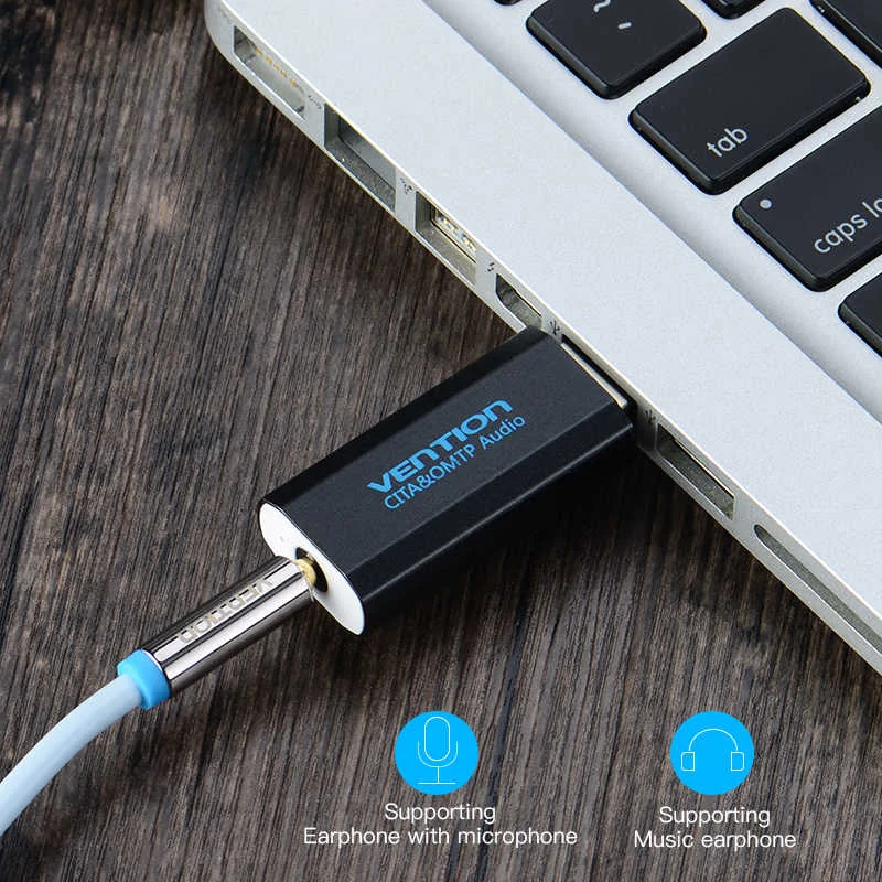 Vention VAB-S15-B USB External Sound Card, 4-Pole, Black - Thumbnail 2