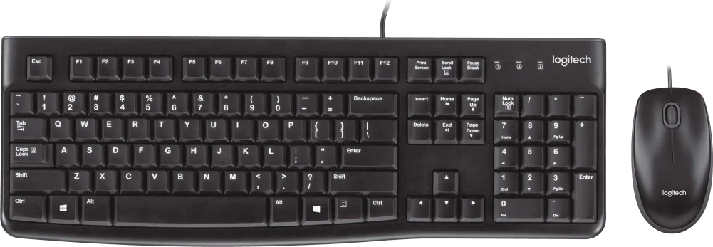 Logitech MK120 Wired USB Keyboard and Mouse Combo Arabic/English - Black - Thumbnail 3