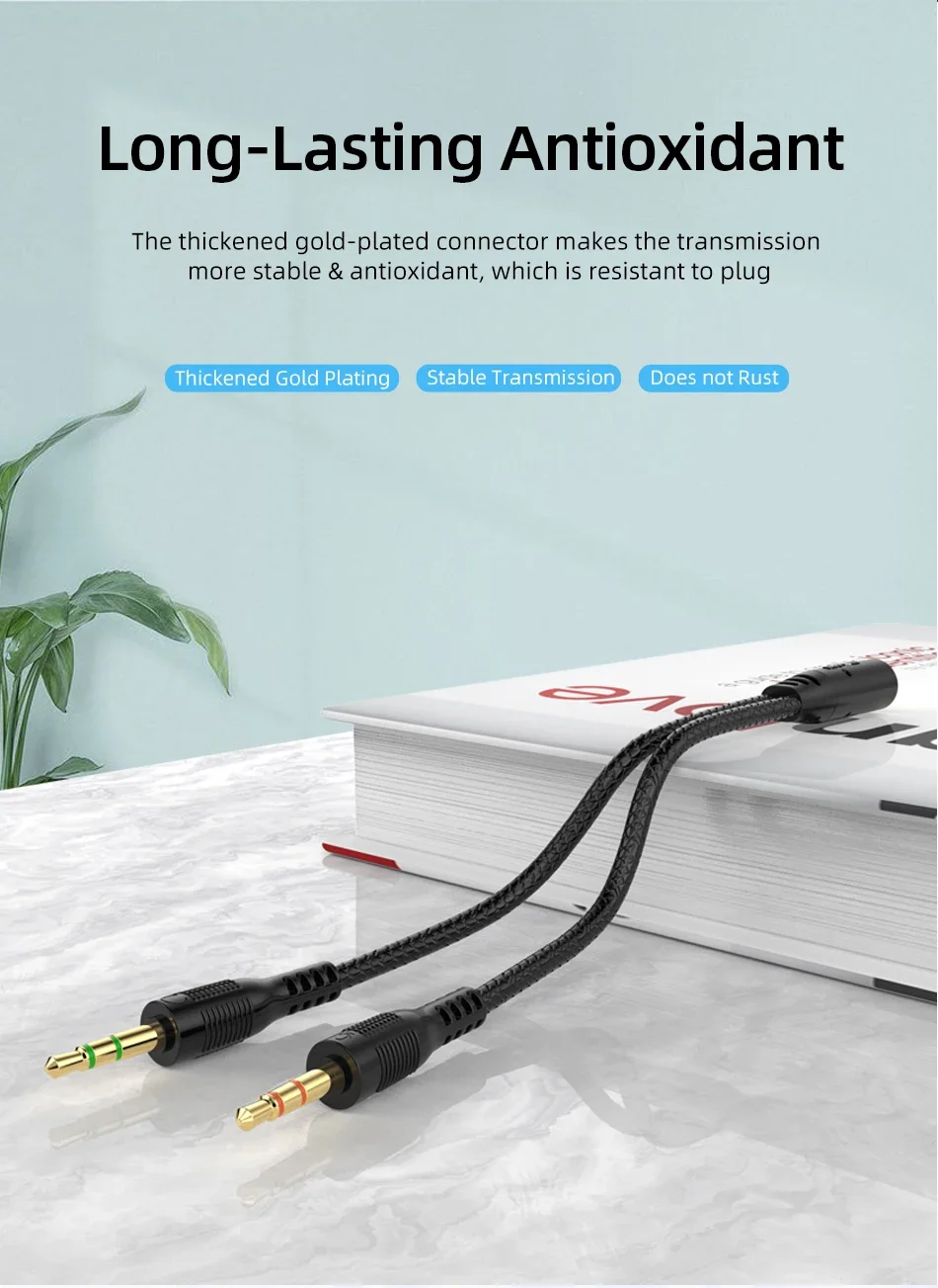 كيبل صوت Awei AUX-002 موزع Y من 3.5 مم أنثى إلى منفذين ذكر - Image 9