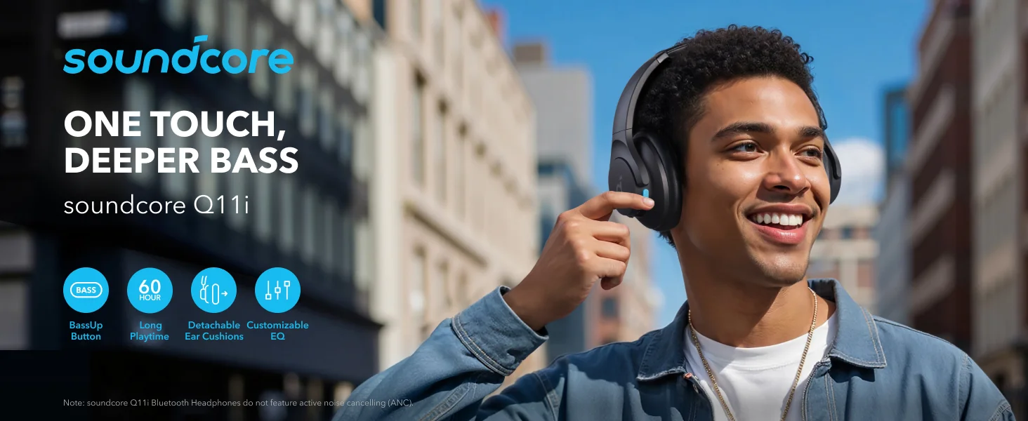 Anker Soundcore Q11i Wireless Over-Ear Bluetooth Headphones, White - Thumbnail 7
