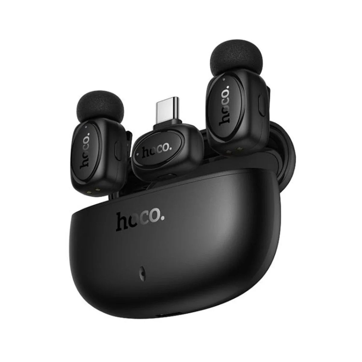 HOCO L19 Dual Wireless Lavalier Microphone with Type-C Receiver and Lightning Adapter, Black - Image 4