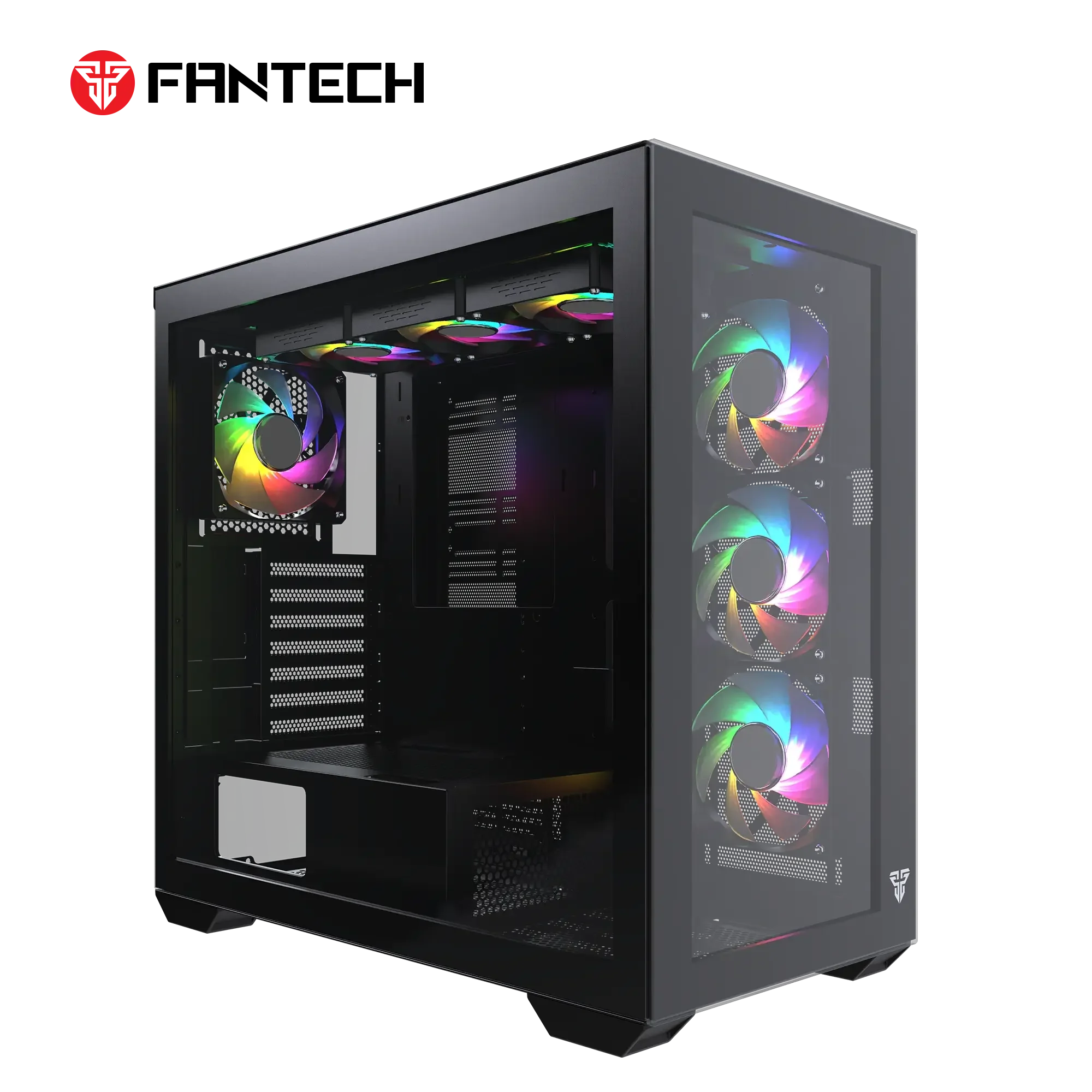 صندوق كمبيوتر Fantech CG87 LUMINA XL Full Tower باللون الأسود - Image 1