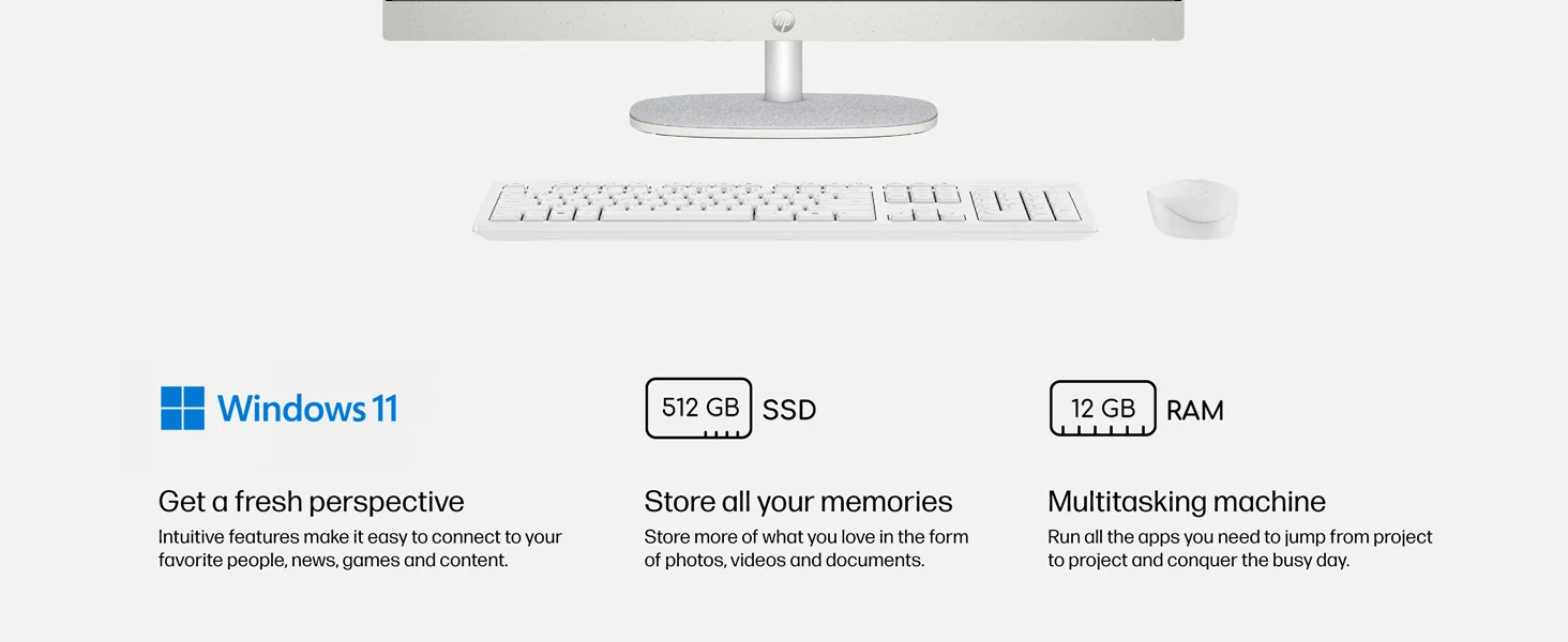 كمبيوتر الكل في واحد HP 24-cr0040ne بشاشة IPS FHD 24 إنش، Core i7-1355U، رام 8GB، SSD 512GB، أبيض - Thumbnail 16
